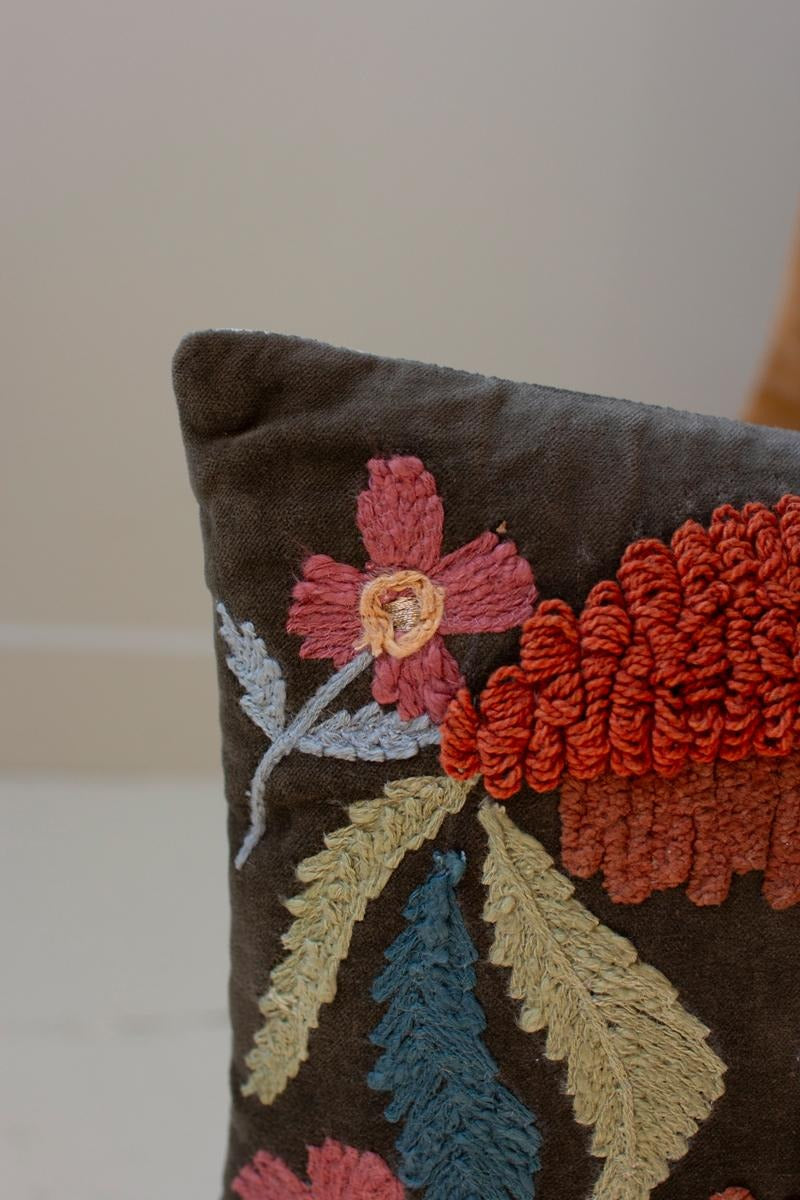 Set of 2 Embroidery Pillows with Flowers by Kalalou - alternate product view 7