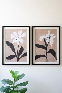 Set of 2 Framed Flower Prints Under Glass by Kalalou - product view