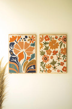 Set of 2 Framed Hand-Hooked Florals by Kalalou - product view
