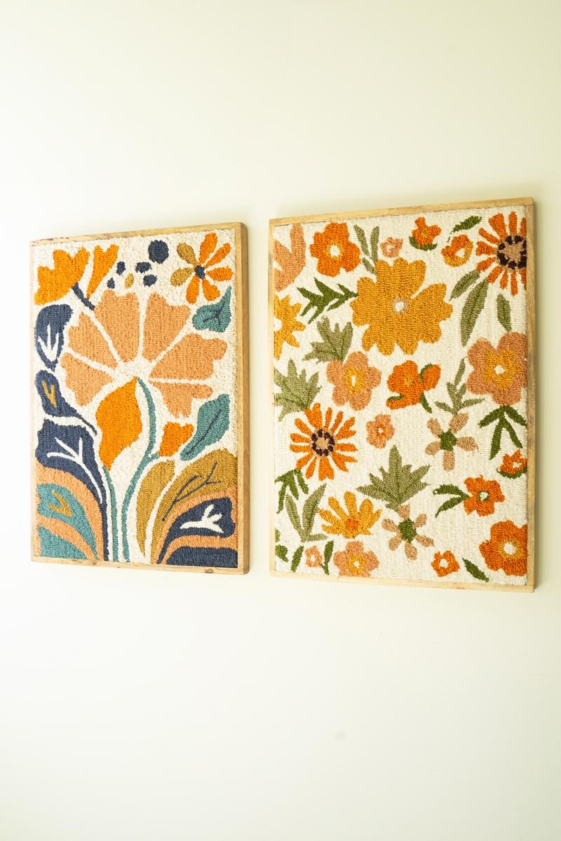 Set of 2 Framed Hand-Hooked Florals by Kalalou - alternate product view 3