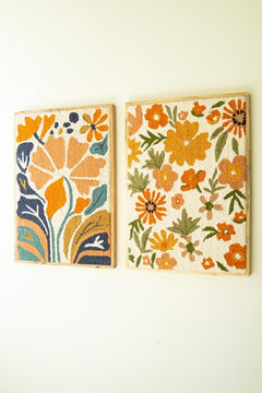 Set of 2 Framed Hand-Hooked Florals by Kalalou - alternate product view 3