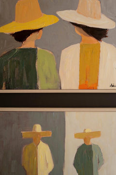 Set of 2 Framed Men and Women in Hats Paintings by Kalalou - alternate product view 5