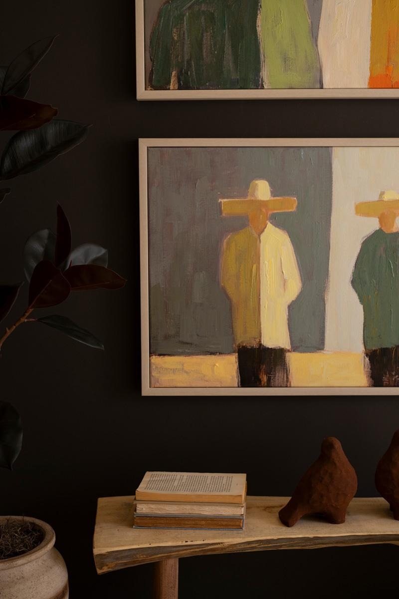 Set of 2 Framed Men and Women in Hats Paintings by Kalalou - alternate product view 6