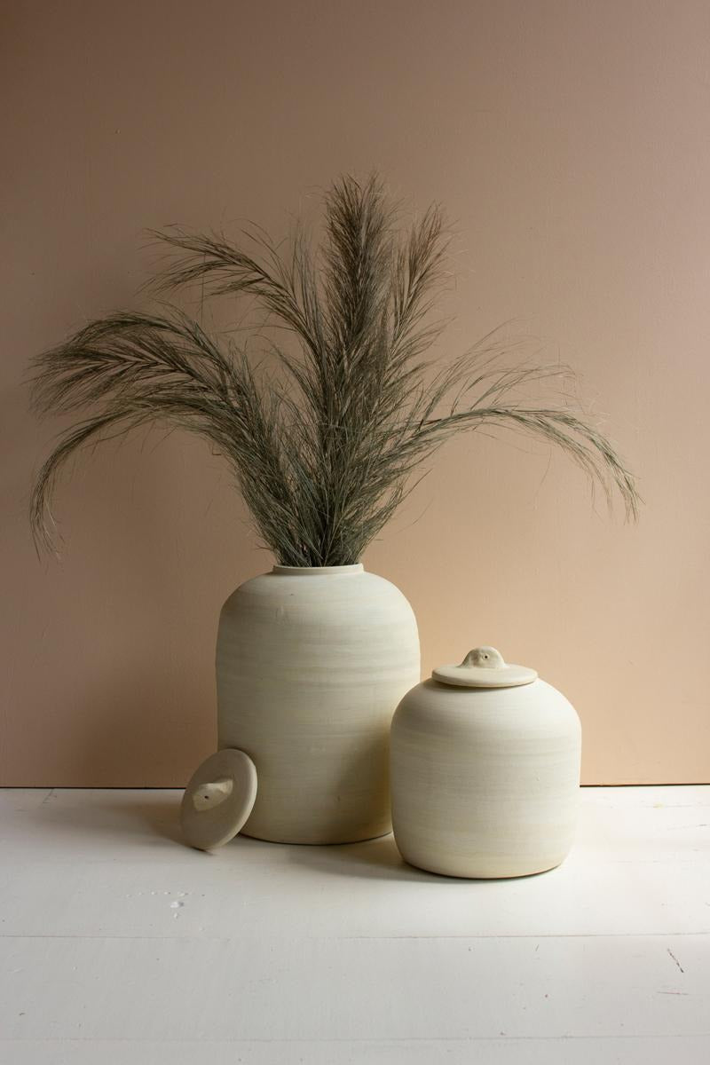 Set of 2 Ivory Ceramic Canisters by Kalalou - alternate product view 2