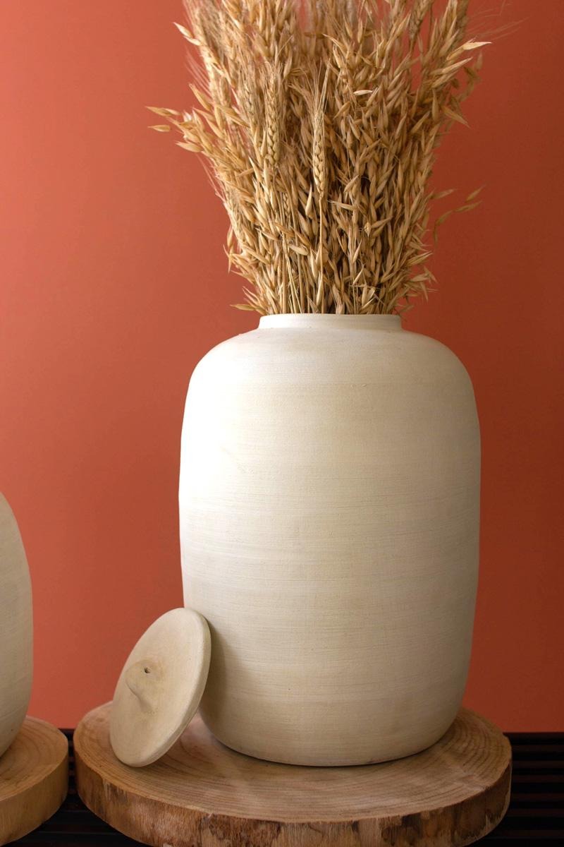 Set of 2 Ivory Ceramic Canisters by Kalalou - alternate product view 4