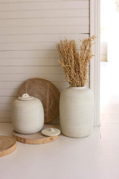 Set of 2 Ivory Ceramic Canisters by Kalalou - alternate product view 6