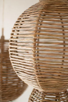 Set of Three Large Woven Seagrass and Iron Ornaments weave detail - home decor by Kalalou - Whats New Furniture Portland OR