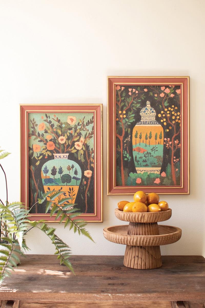 Set of Two Framed Vases Paintings by Kalalou - product view
