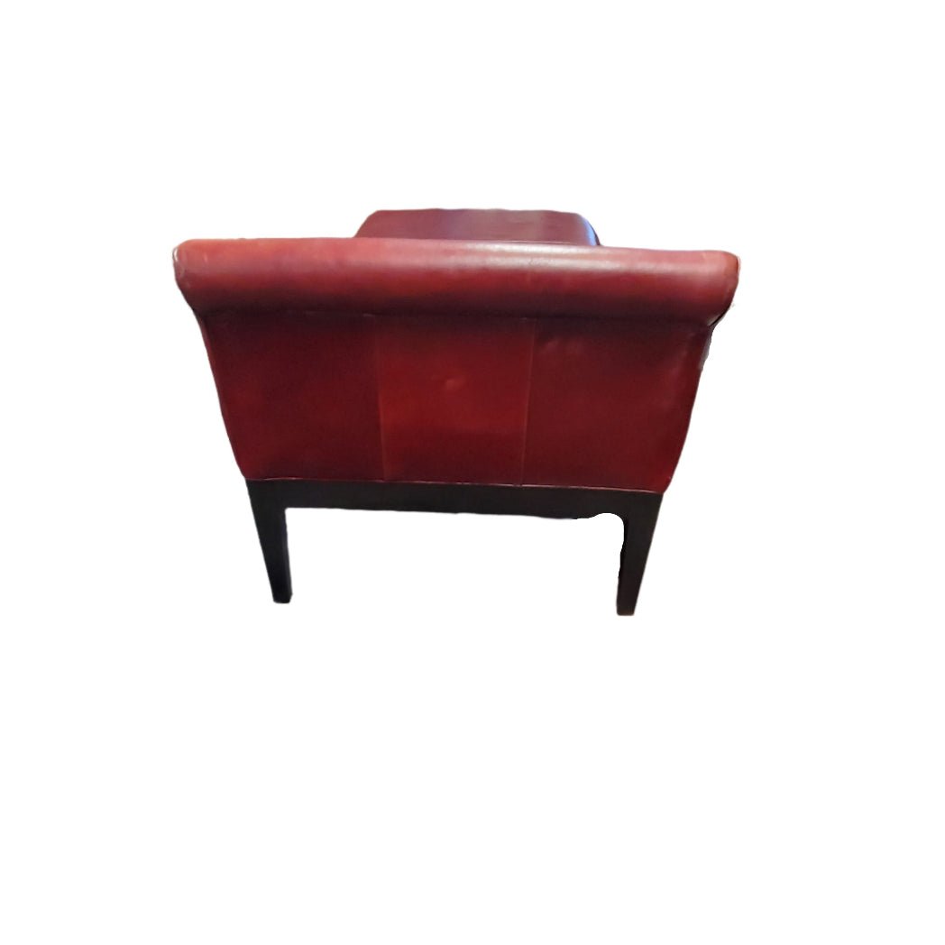 Sleek Contemporary Leather Chaise Lounge in Red Leather back view - leather chaise lounge - Whats New Furniture Portland OR