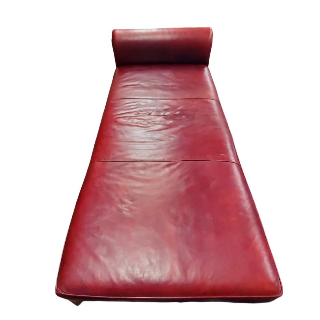 Sleek Contemporary Leather Chaise Lounge in Red Leather - leather chaise lounge - Whats New Furniture Portland OR