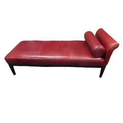 Sleek Contemporary Leather Chaise Lounge in Red Leather side view - leather chaise lounge - Whats New Furniture Portland OR