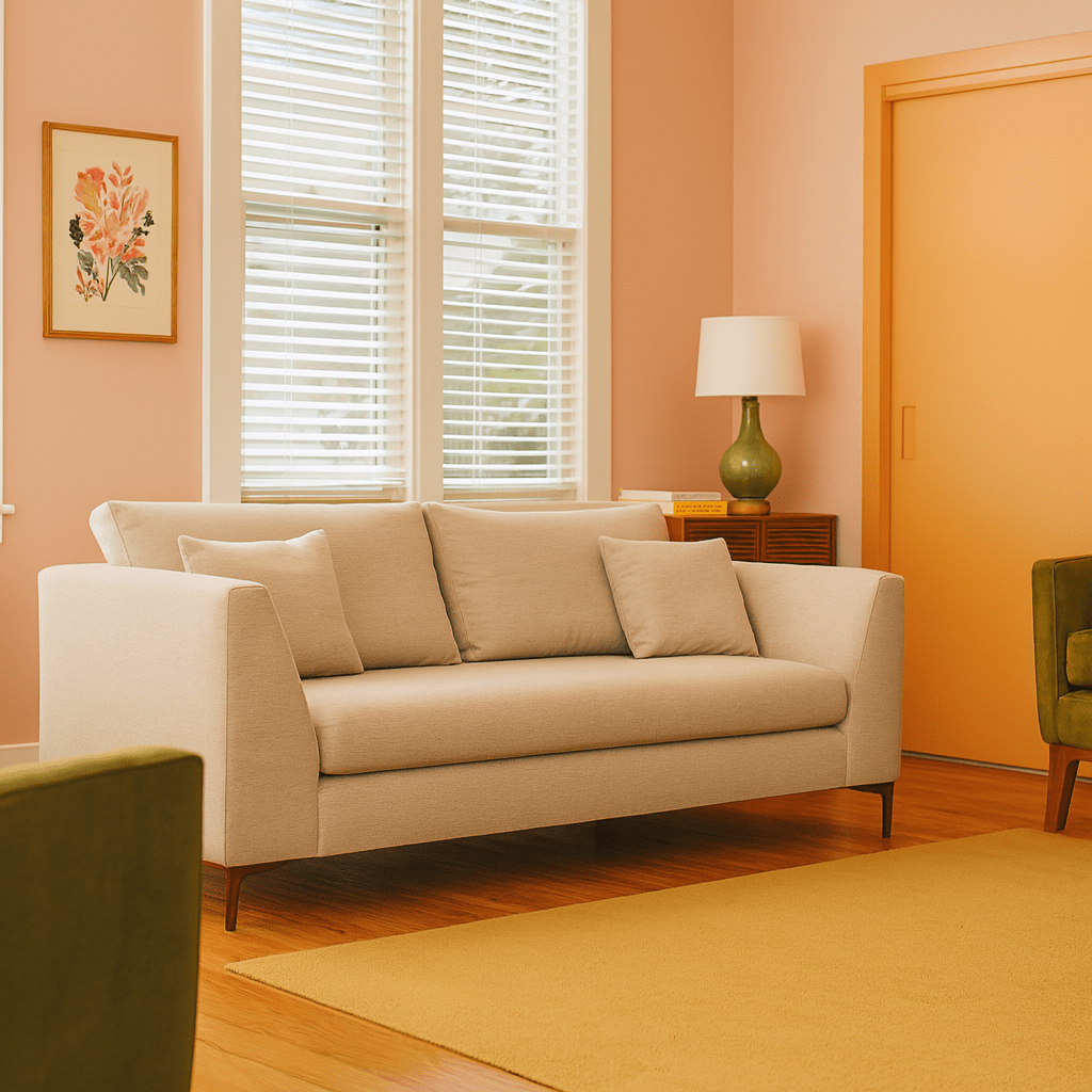 Sofa w/ Bench Cushion &amp; Chrome Legs detail view 4 - Whats New Furniture - Portland, Oregon
