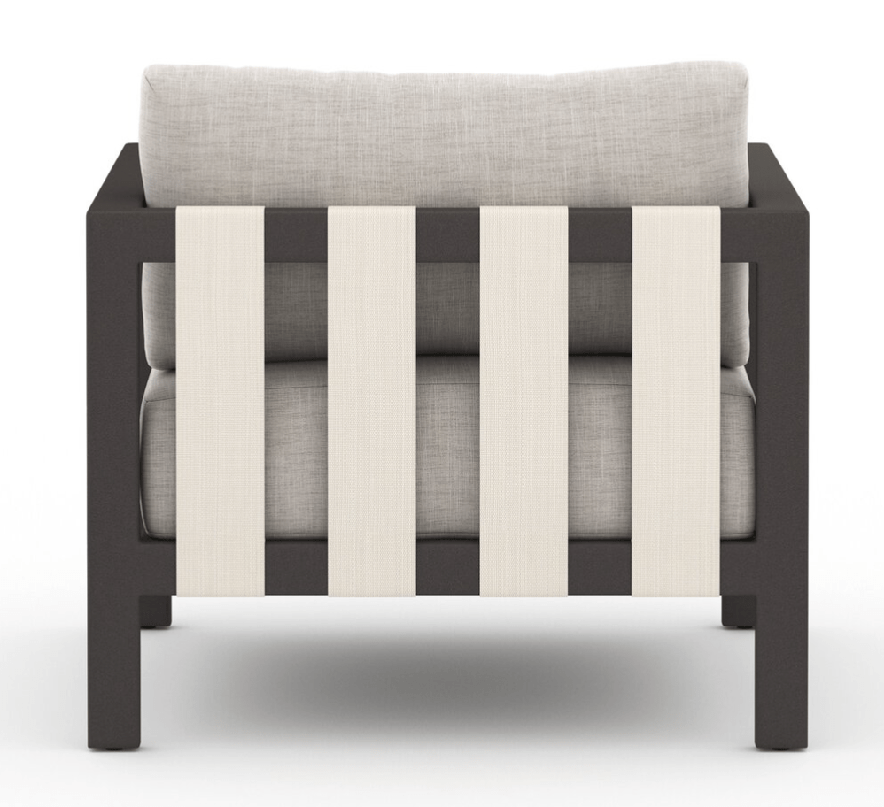 Sonoma Outdoor Chair, Bronze in Venao Grey back view - aluminum outdoor lounge chair by Four Hands - Whats New Furniture Portland OR