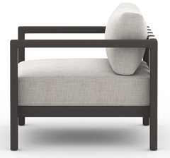 Sonoma Outdoor Chair, Bronze in Venao Grey side view - aluminum outdoor lounge chair by Four Hands - Whats New Furniture Portland OR