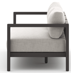 Sonoma Outdoor Sofa, Bronze in Venao Grey side view - teak outdoor sofa by Four Hands - Whats New Furniture Portland OR