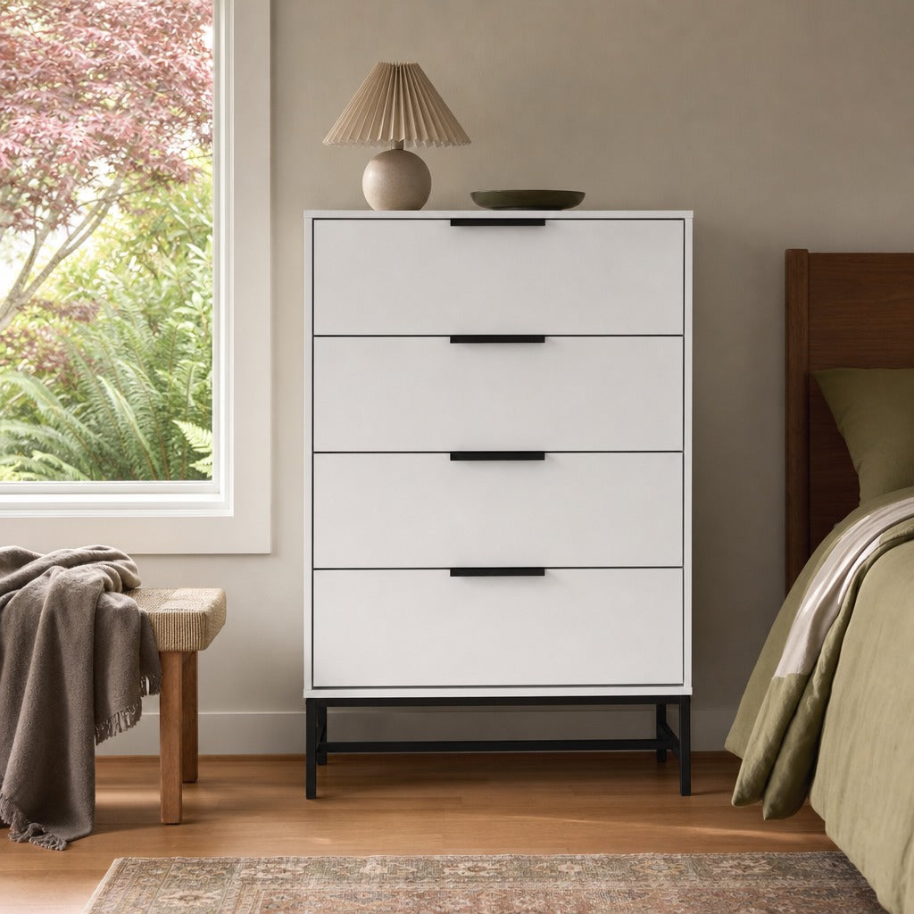 Sonora 4 Drawer Bedroom Chest White styled in Portland Sellwood cottage living room - What&