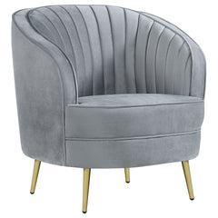 Sophia Upholstered Channel Tufted Barrel Accent Chair Grey - What&