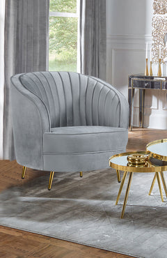 Sophia Upholstered Channel Tufted Barrel Accent Chair Grey - What&