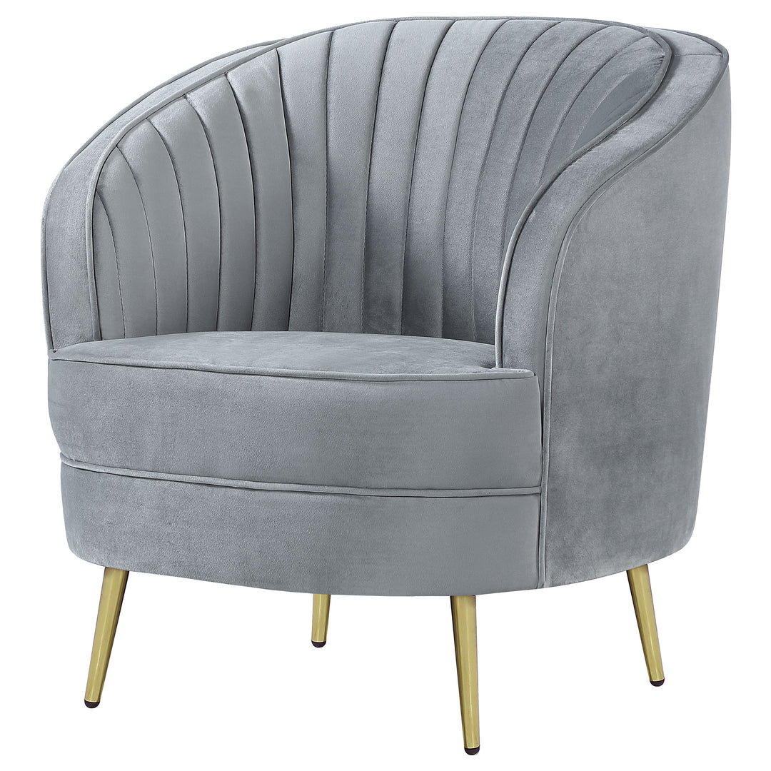 Sophia Upholstered Channel Tufted Barrel Accent Chair Grey - What&