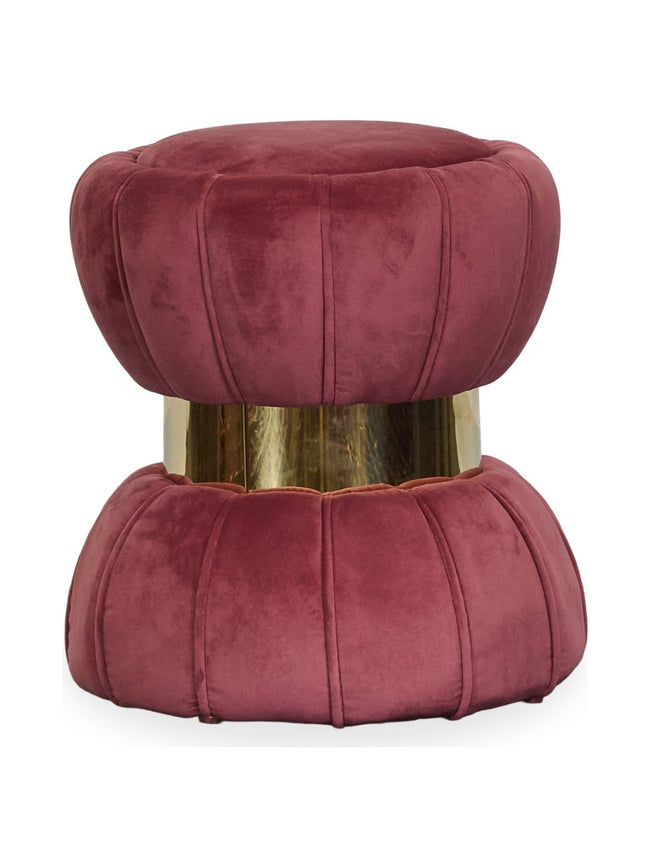 Sora Round Ottoman in Berry - round upholstered ottoman by Coaster - Whats New Furniture Portland OR