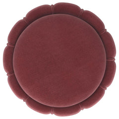 Sora Round Ottoman in Berry top-down view - round upholstered ottoman by Coaster - Whats New Furniture Portland OR