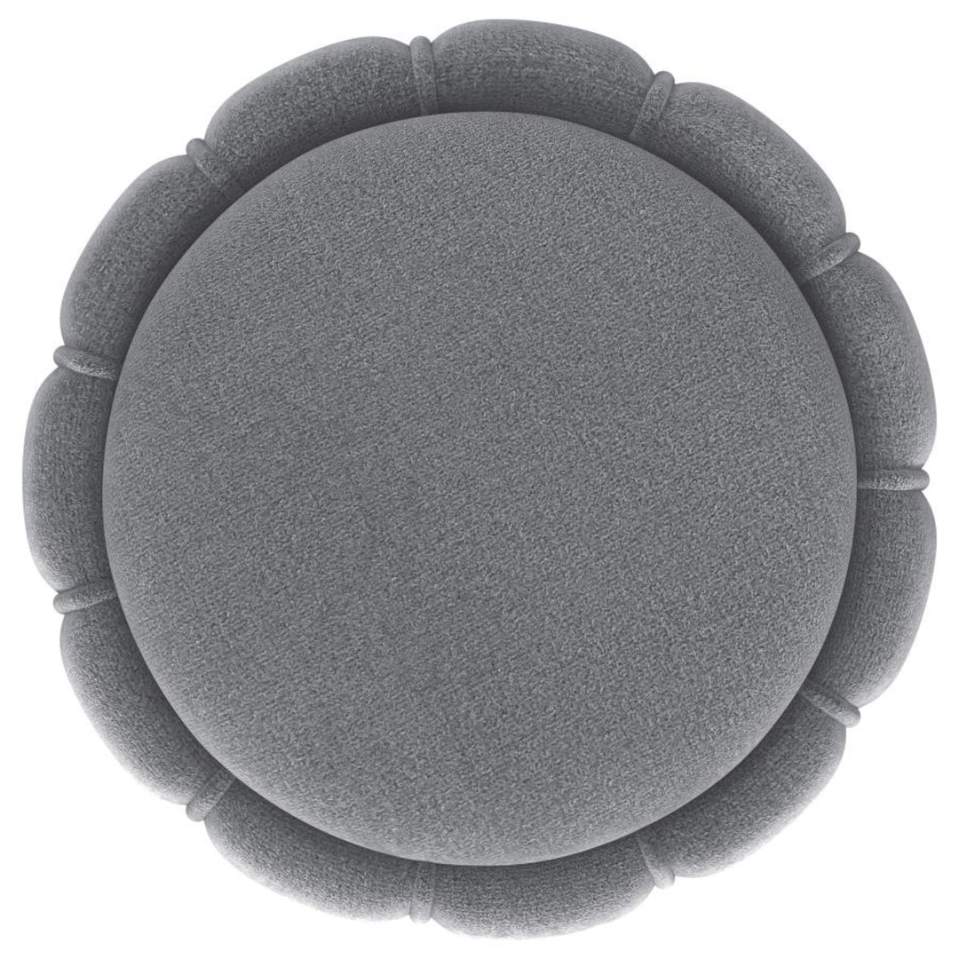 Sora Round Ottoman in Grey variant top-down view - round upholstered ottoman by Coaster - Whats New Furniture Portland OR
