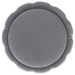 Sora Round Ottoman in Grey variant top-down view - round upholstered ottoman by Coaster - Whats New Furniture Portland OR