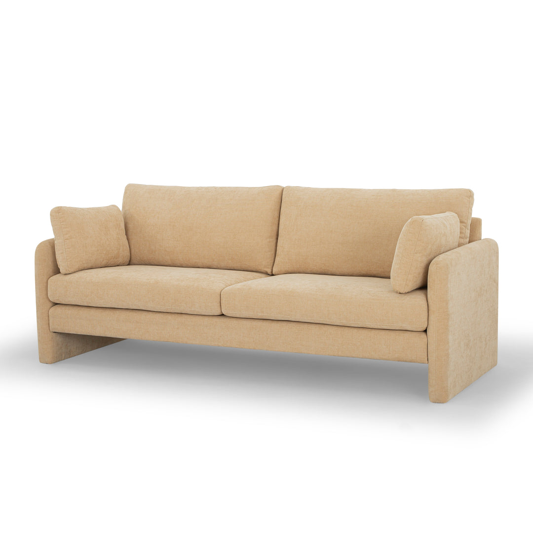 Soren Sofa in Sand side angle - mid-century track-arm sofa private label - Whats New Furniture Portland OR