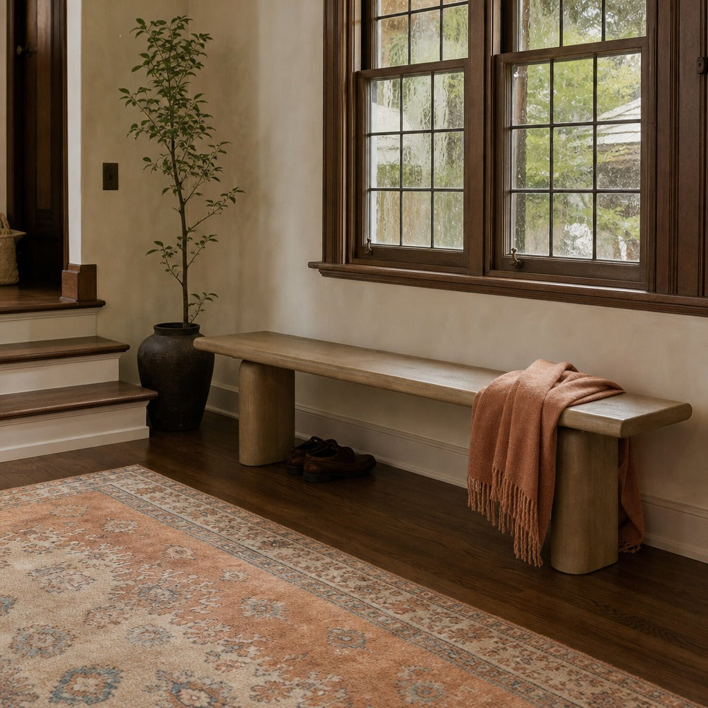 Sorrento 81" Dining Bench styled in Portland Laurelhurst Tudor cottage living room - Whats New Furniture