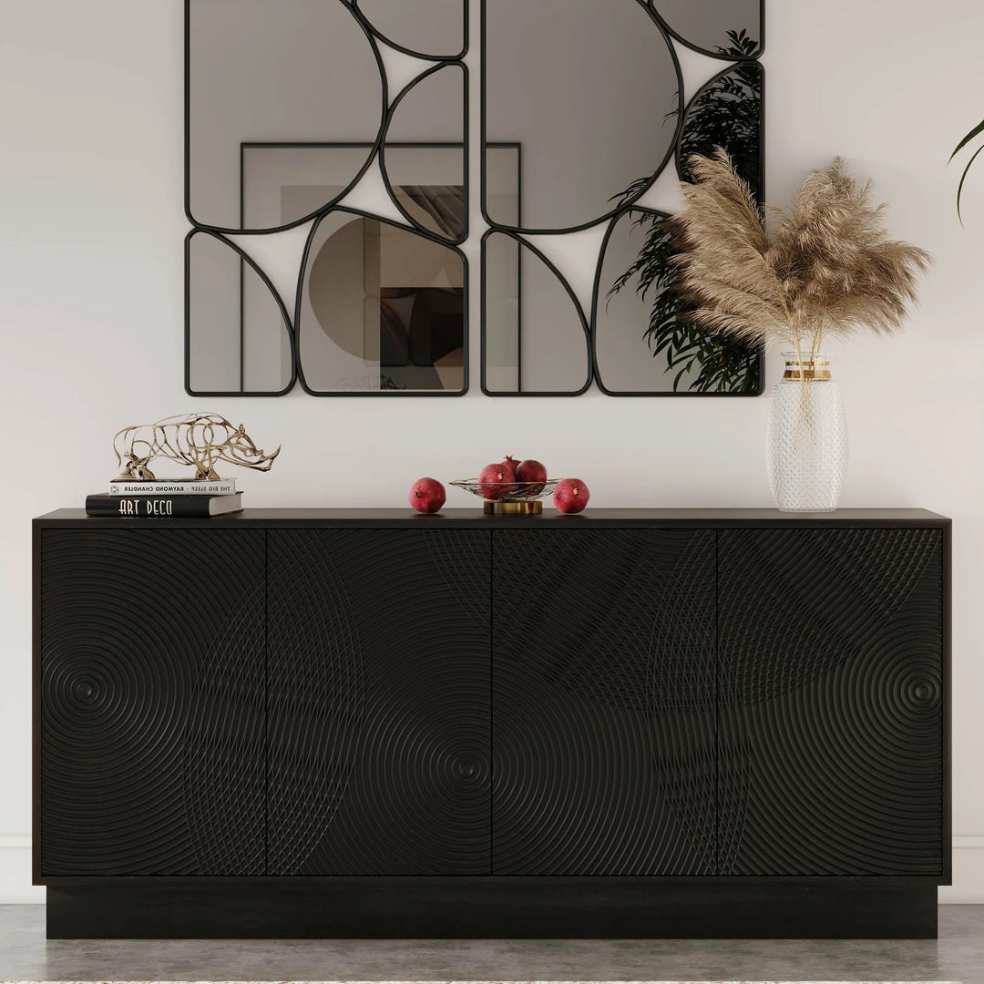 Spiral Sideboard in Black lifestyle setting - mango wood sideboard by LH Imports - Whats New Furniture Portland OR
