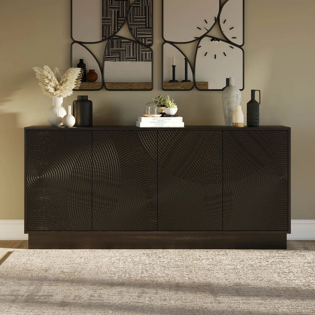 Spiral Sideboard in Black product detail - mango wood sideboard by LH Imports - Whats New Furniture Portland OR