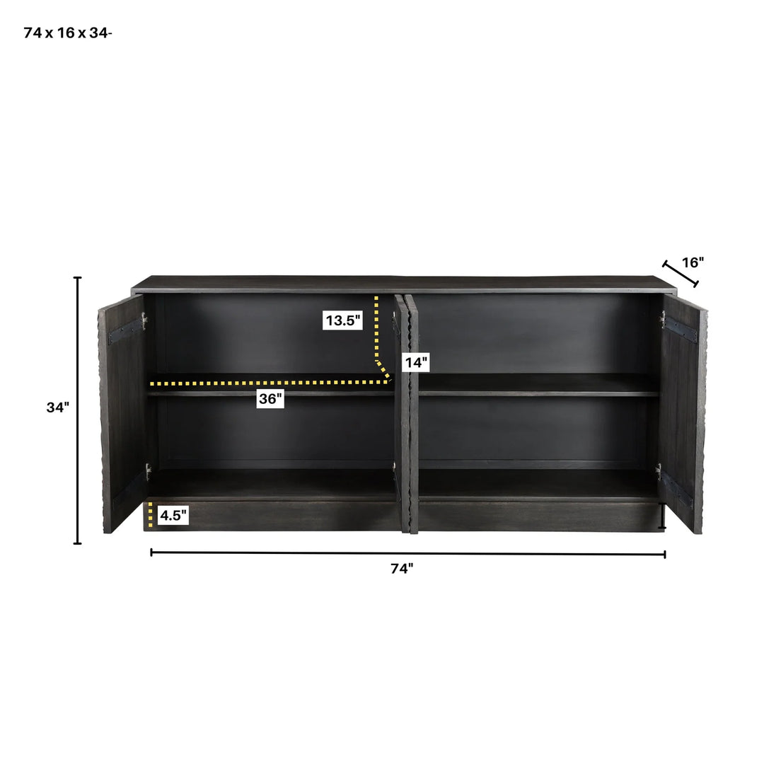 Spiral Sideboard in Black spec sheet - mango wood sideboard by LH Imports - Whats New Furniture Portland OR