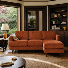 Alpine Sofa Chaise in Lush Papaya styled in a Portland Irvington foursquare living room - Whats New Furniture