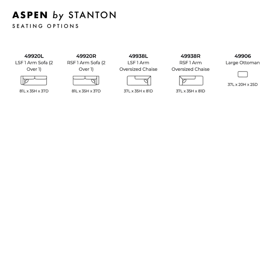 Aspen Custom Sofa / Sectional spec sheet - custom sofa sectional by Stanton - Whats New Furniture Portland OR
