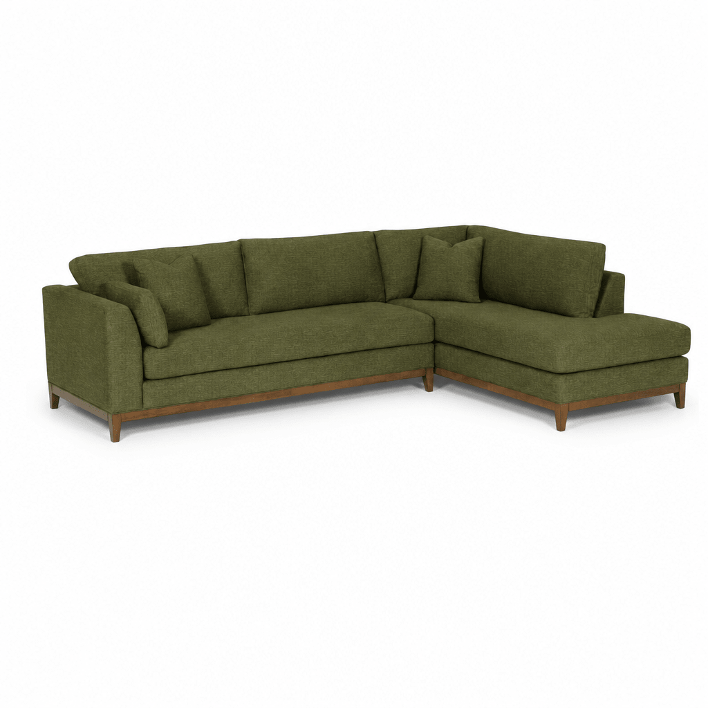 Open Chaise Sectional in Vintage Moss