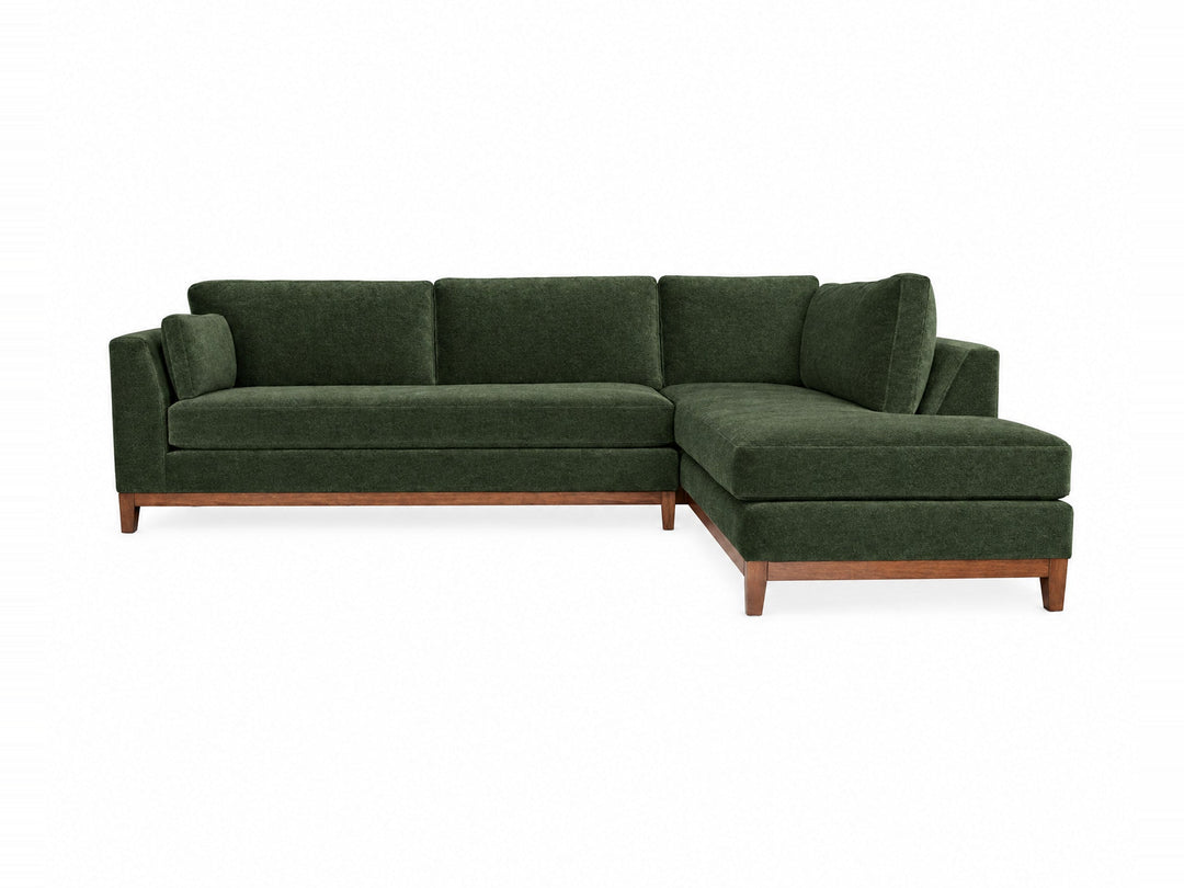 Aspen Open Chaise Sectional in Rio Spinach — studio front view - open-chaise sectional sofa by Stanton - Whats New Furniture Portland OR