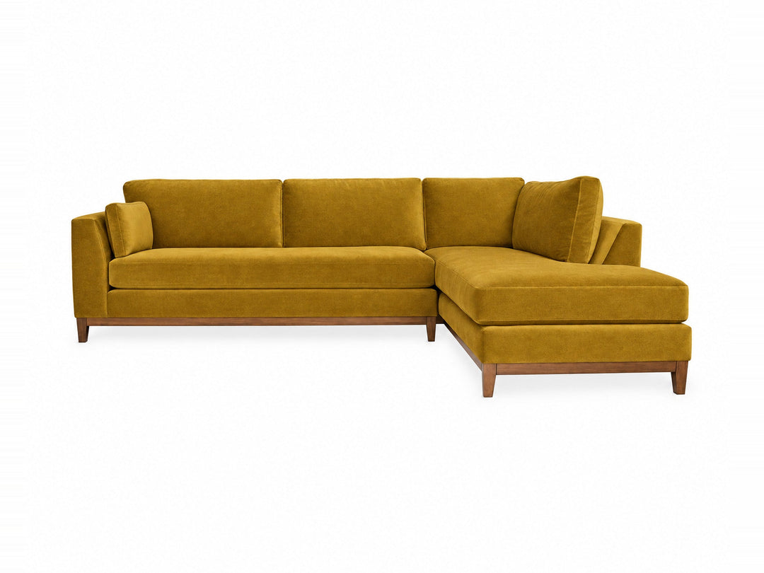 Aspen Open Chaise Sectional in Vintage Saffron — studio front view - open-chaise sectional sofa by Stanton - Whats New Furniture Portland OR