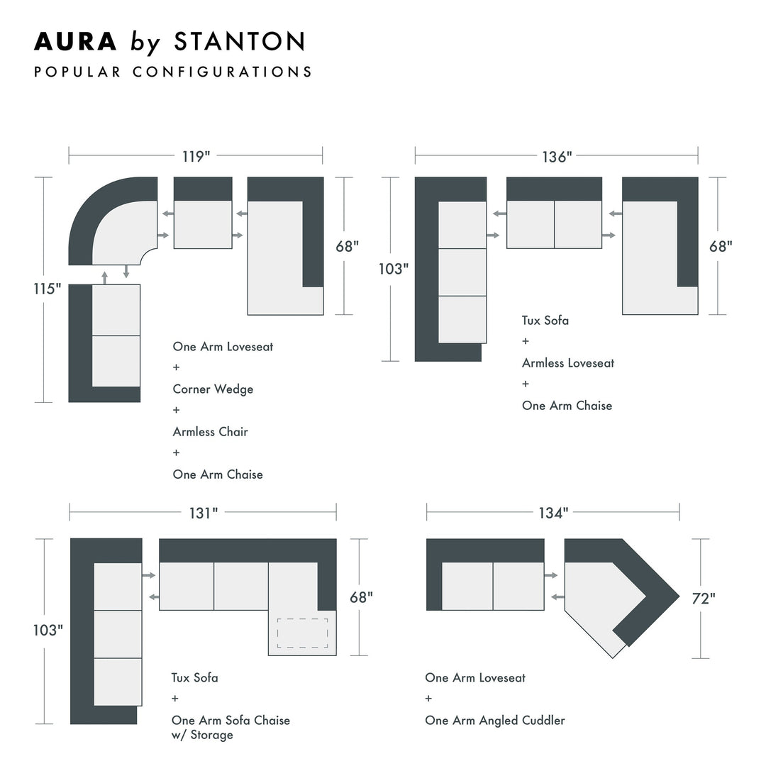 Aura Custom Sofa / Sectional alternate view - custom sofa sectional by Stanton - Whats New Furniture Portland OR