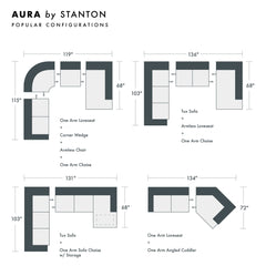 Aura Custom Sofa / Sectional alternate view - custom sofa sectional by Stanton - Whats New Furniture Portland OR