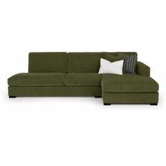 Aurora L-Chaise + Bumper 127" in Vintage Moss