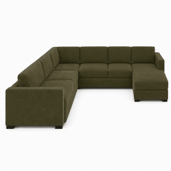 Aurora U-Chaise 138" in Vintage Moss
