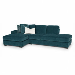Aurora Sectional in Lush Turquoise — studio front view - custom sofa sectional by Stanton - Whats New Furniture Portland OR