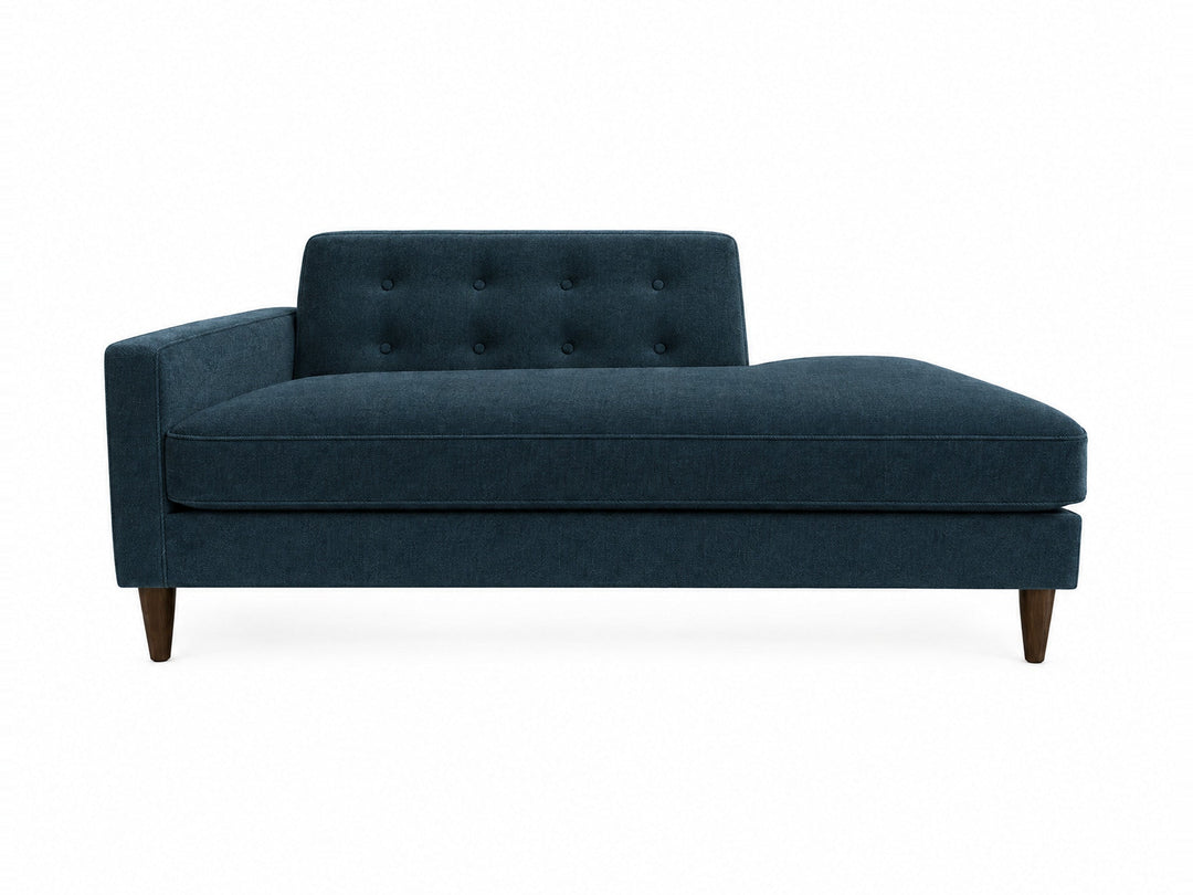 Blazer Chaise Lounge in Embrace Denim — studio front view - mid-century chaise lounge by Stanton - Whats New Furniture Portland OR