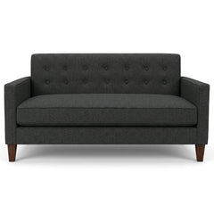 Blazer Loft Sofa in Dominator Charcoal charcoal performance front view - mid-century apartment sofa by Stanton - Whats New Furniture Portland OR
