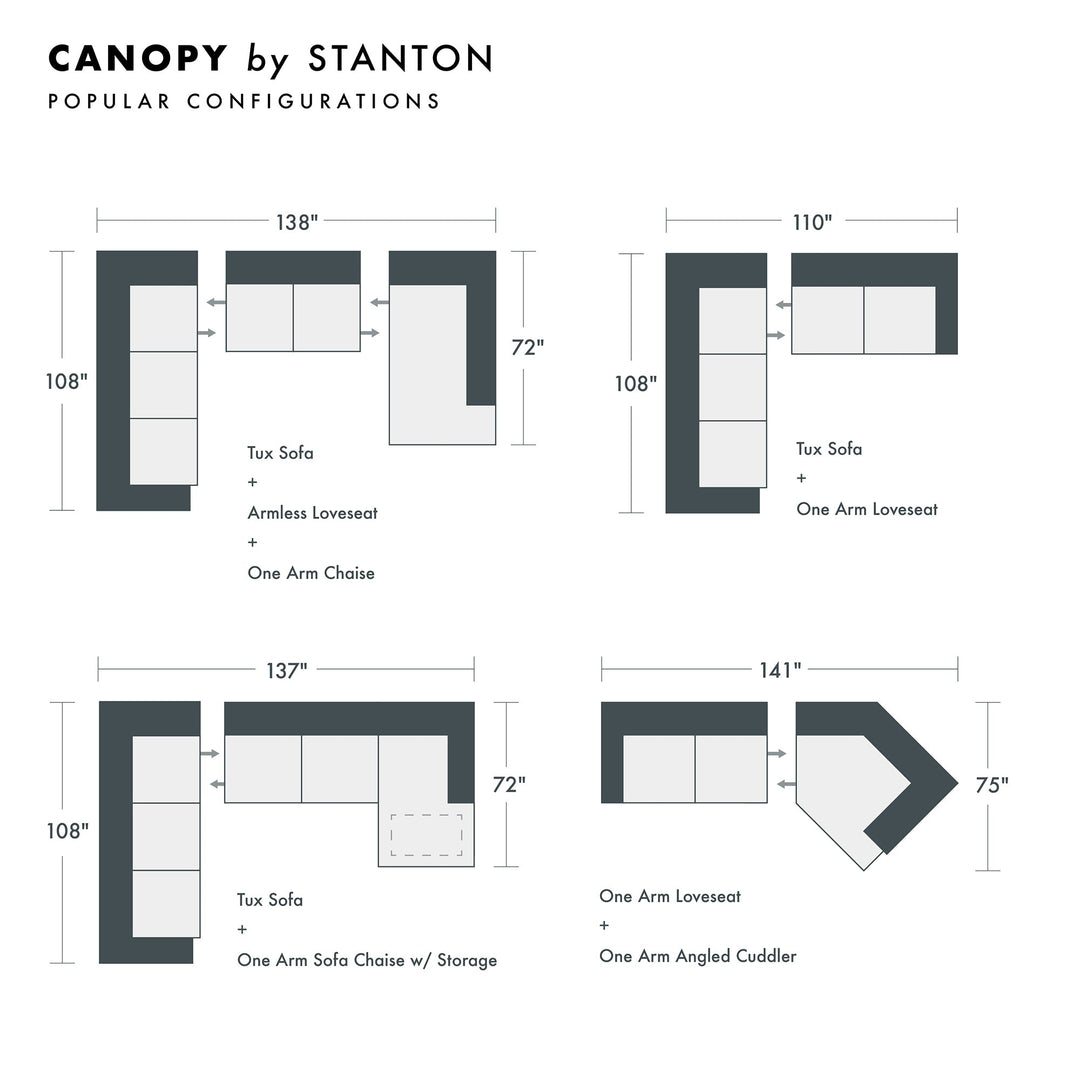 Canopy Custom Sofa / Sectional alternate view - custom sofa sectional by Stanton - Whats New Furniture Portland OR