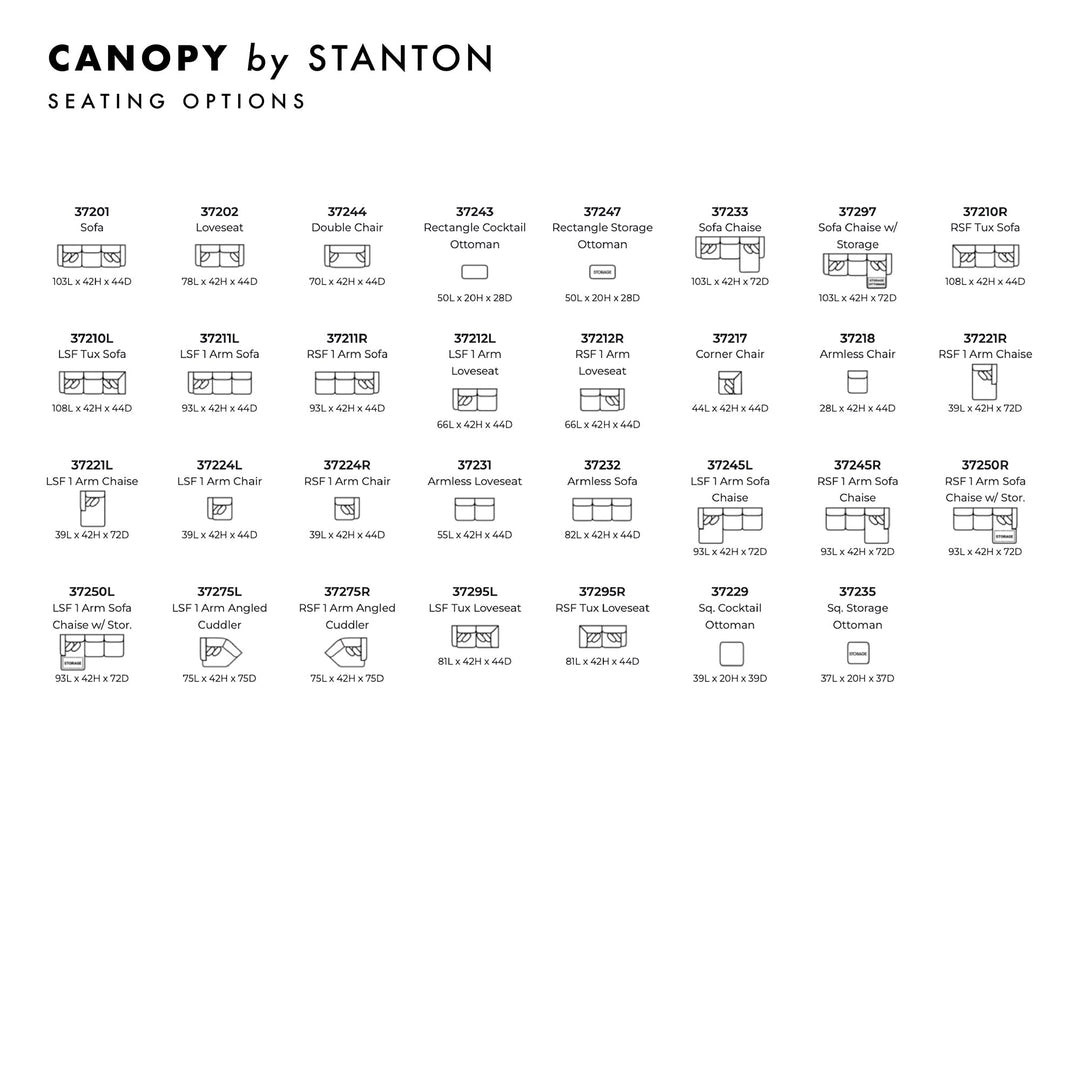 Canopy Custom Sofa / Sectional spec sheet - custom sofa sectional by Stanton - Whats New Furniture Portland OR