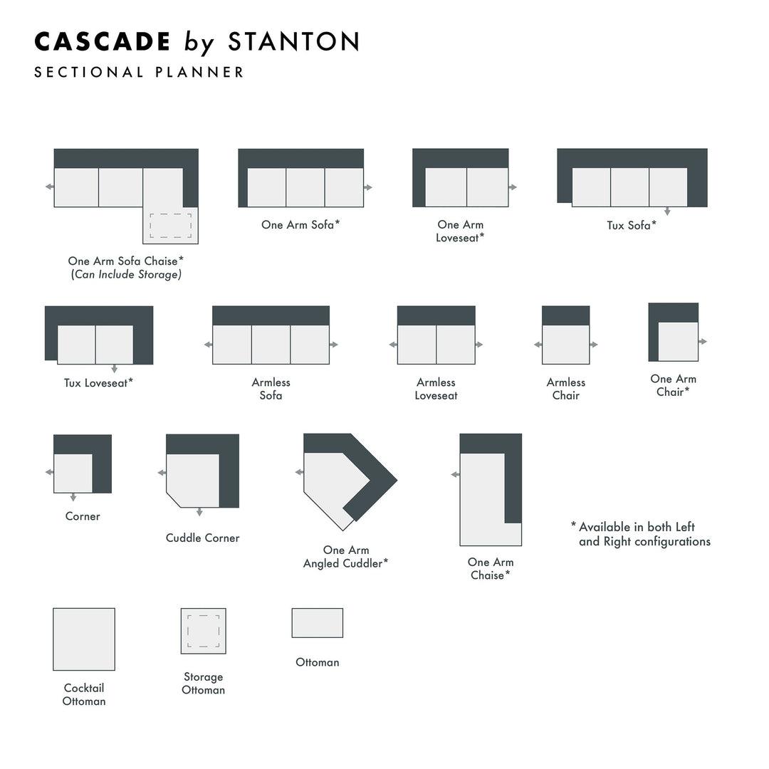 Cascade Custom Sofa / Sectional and Sofa Bed configuration shot - custom Stanton seating - Whats New Furniture Portland OR