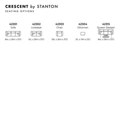 Crescent Custom Sofa Bed spec sheet - custom sofa bed by Stanton - Whats New Furniture Portland OR