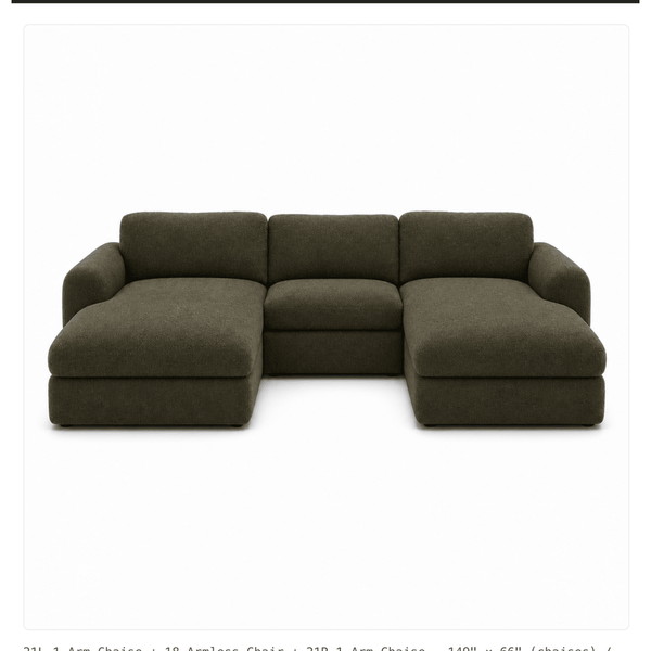 Drift Compact U 149" in Vintage Moss - Whats New Furniture Portland OR
