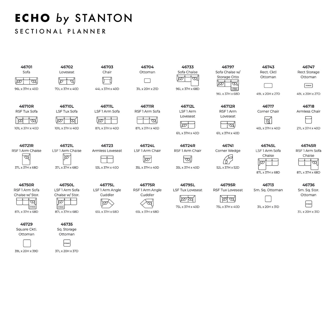 Echo Custom Sofa / Sectional (Stanton) fabric options - custom sofa sectional by Stanton - Whats New Furniture Portland OR
